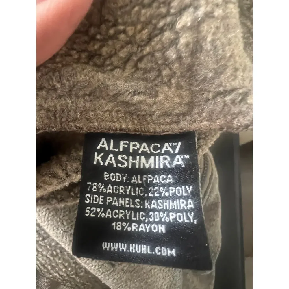 Kuhl Alpaca Zip Up Sweater Men’s Medium Tan Fleece Pockets Outdoor Performance